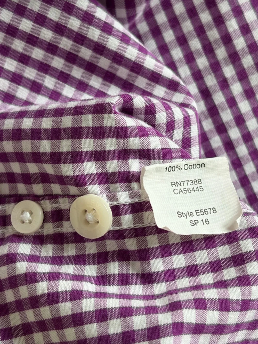 J. Crew Mens Purple White Gingham Checkered Lightweight Button Down Shirt Large